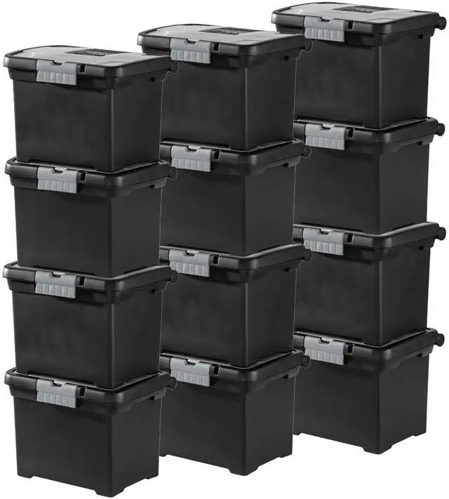 Main image of Portable Lockable File Box Organizer with Handle and Clear Lid (12 Pack)