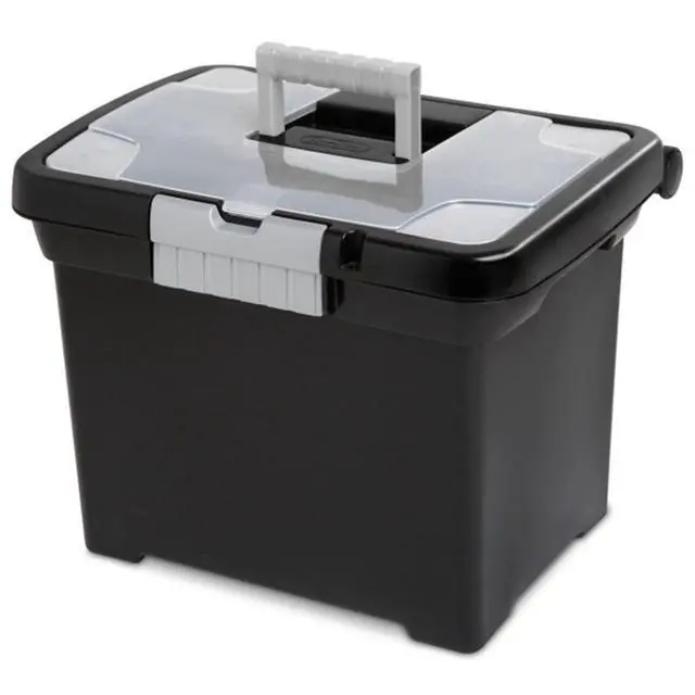 Alt view image 4 of 7 - Portable Lockable File Box Organizer with Handle and Clear Lid (12 Pack)