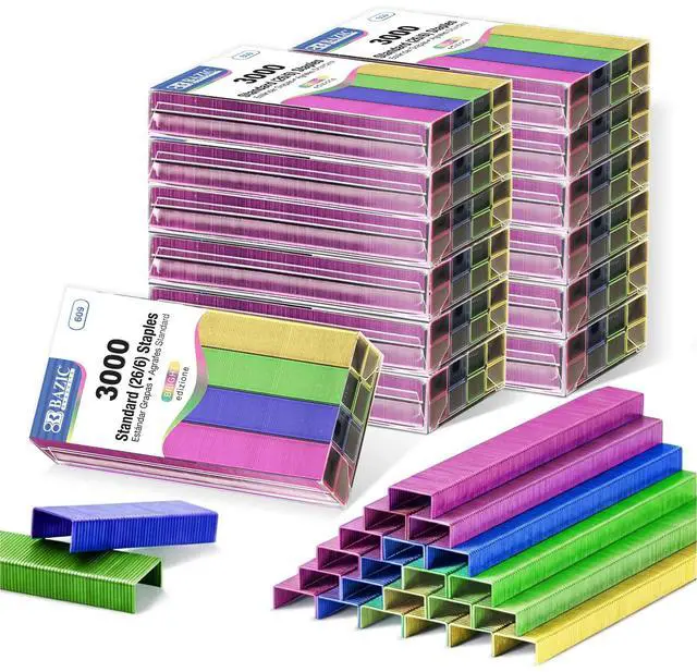 Main image of Standard Staples, 26/6, Metallic Colors, 3000 Ct, 72-Case | refill standard staplers