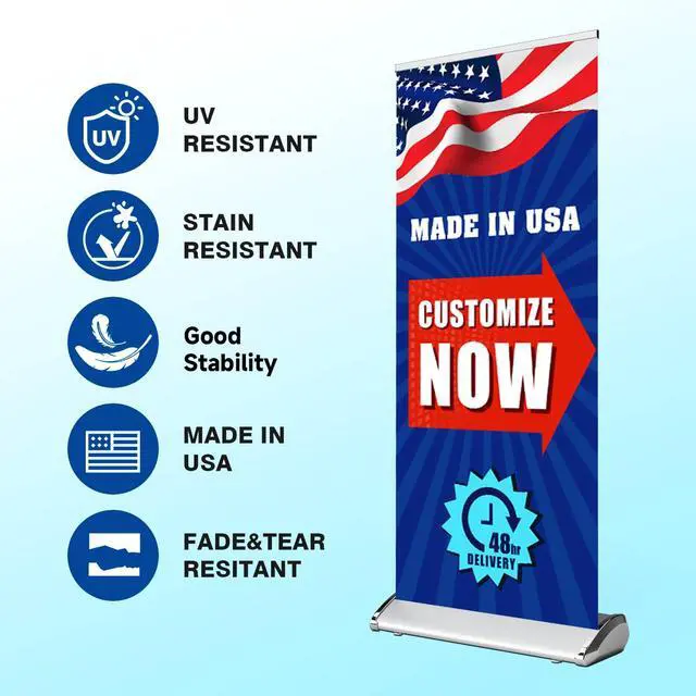 Alt view image 4 of 7 - Custom Retractable Banner with Silver Aluminum Stand, 33"x81" Deluxe Banners and Signs Customize for Portable, Durable & Easy Setup, Custom Banners Personalized for Business, Birthday, Event