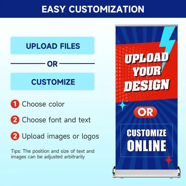 Alt view image 6 of 7 - Custom Retractable Banner with Silver Aluminum Stand, 33"x81" Deluxe Banners and Signs Customize for Portable, Durable & Easy Setup, Custom Banners Personalized for Business, Birthday, Event