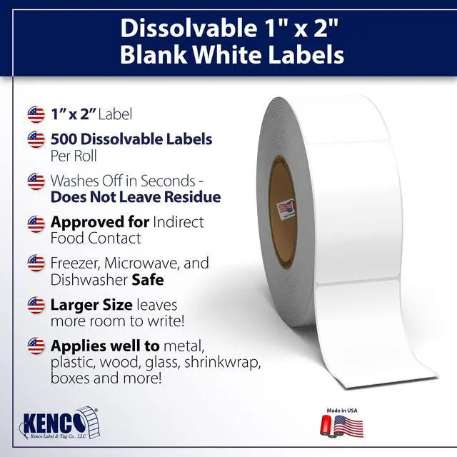 Alt view image 4 of 7 - Blank White 1 X 2 Dissolvable Food Labels - Washes Off Qucikly No Residue - for Food Prepe and Rotation, Canning and More! Made in The USA (24 Pack)