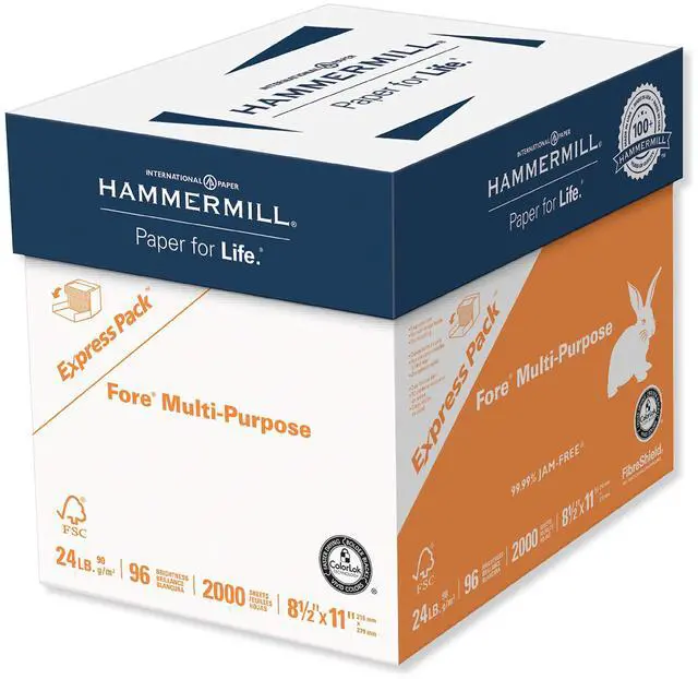 Main image of Paper, Fore Multipurpose Paper, 8.5 x 11 Paper, Letter Size, 24lb Paper, 96 Bright, Express Pack / 2,000 Sheets NO REAM WRAP (163122C) Acid Free Paper