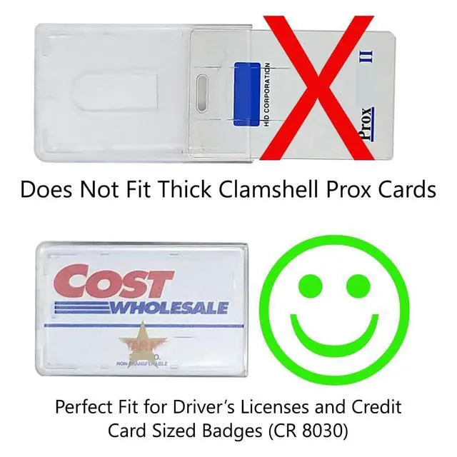 Alt view image 5 of 7 - Bulk 50 Pack - Slim Heavy Duty Badge Holders - Hard Plastic Frosted Polycarbonate (Holds 1 Card) Rigid Top Load Single Card Case - Vertical Easy Access Thumb Slide & ID Protection by