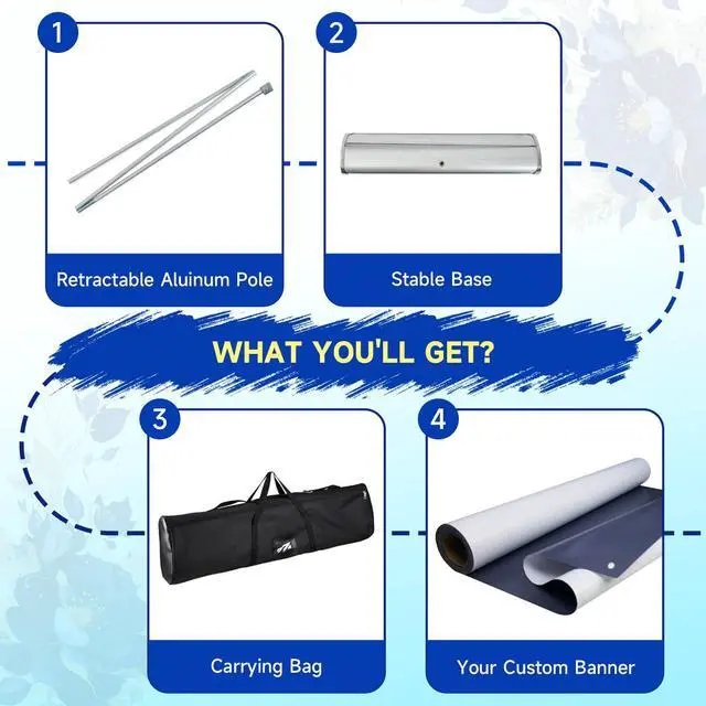 Alt view image 5 of 7 - Custom Retractable Banner with Silver Aluminum Stand, 33"x81" Deluxe Banners and Signs Customize for Portable, Durable & Easy Setup, Custom Banners Personalized for Business, Birthday, Event