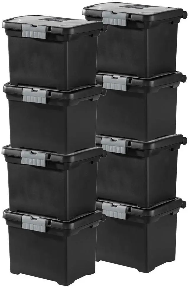 Main image of Portable Lockable File Box Organizer with Handle and Clear Lid (8 Pack)