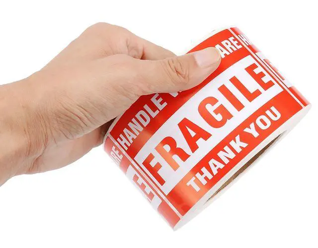 Alt view image 4 of 4 - 3" X 5" Fragile Handle with Care Warning Stickers for Shipping and Packing - 500 Permanent Adhesive Labels Per Roll (40 Rolls)