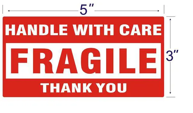 Alt view image 3 of 4 - 3" X 5" Fragile Handle with Care Warning Stickers for Shipping and Packing - 500 Permanent Adhesive Labels Per Roll (40 Rolls)