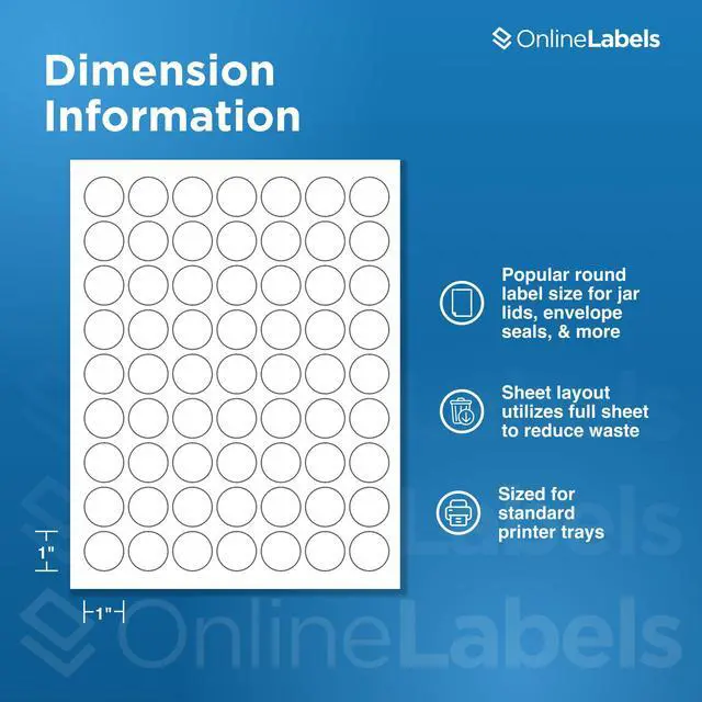 Alt view image 2 of 7 - 1 Inch Round Labels - White Matte - Pack of 63,000 Circle Stickers, 1,000 Sheets - Inkjet/Laser Printer