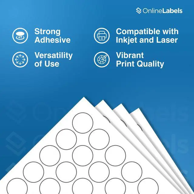 Alt view image 5 of 7 - 1 Inch Round Labels - White Matte - Pack of 63,000 Circle Stickers, 1,000 Sheets - Inkjet/Laser Printer