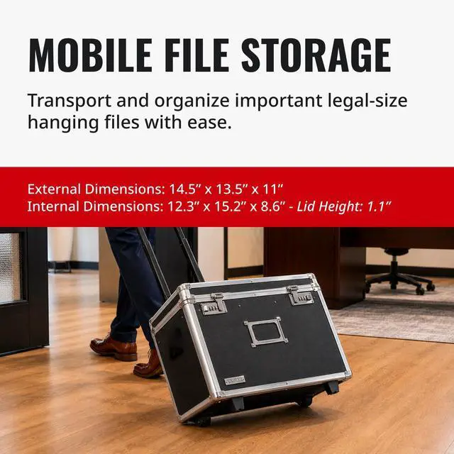 Alt view image 7 of 7 - Locking Mobile Business Case, Legal Size, 14.5 x 13.5 x 11 Inches, Black (VZ00194)