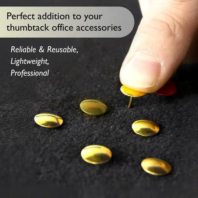 Alt view image 4 of 7 - Thumb Tacks, Brass Gold, 200 Ct, 144-Case | sharp steel points that hold notes, photos, reminders on cork and bulletin boards