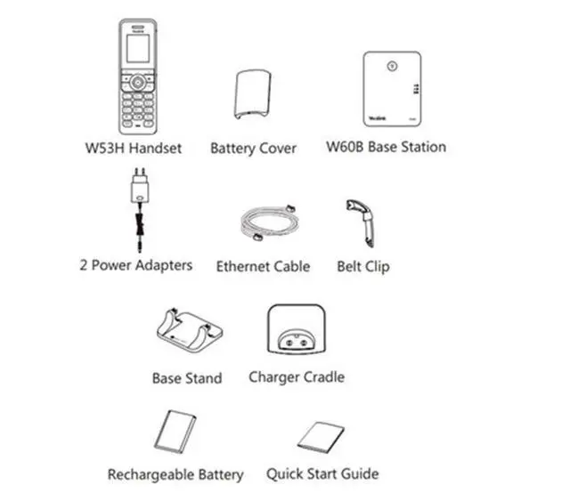 Alt view image 4 of 4 - W53P DECT Cordless IP Phone and BaseStation. 1.8-Inch Color LCD. 10/100 Ethernet, 802.3af PoE, Power Adapter Included