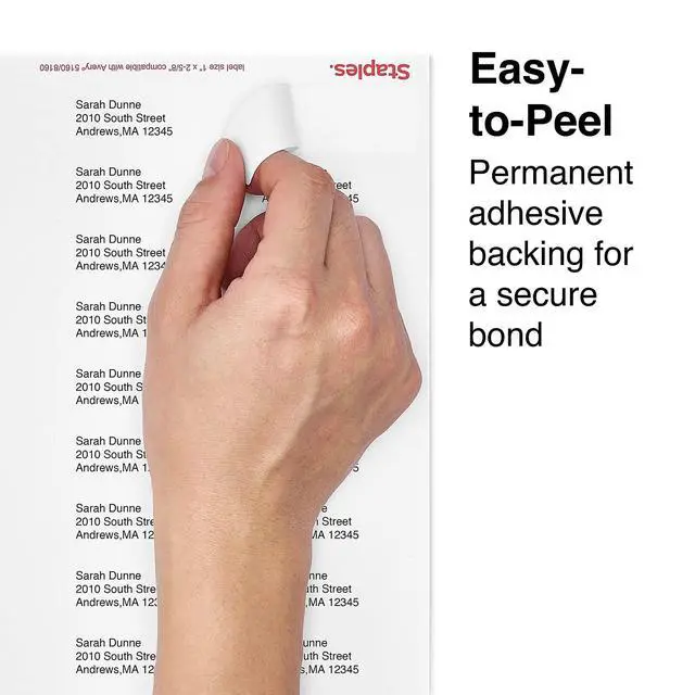Alt view image 4 of 4 - Laser & Inkjet Address Labels, 1" x 25/8", White, 30 Labels per Sheet, Printable Mailing Labels for Home & Office