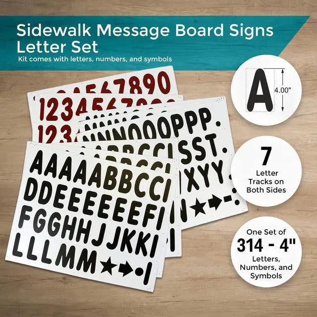 Alt view image 6 of 7 - 24"x36" Changeable Message Board Sidewalk Sign, Standard Portable A-Frame Sign & Letter Kit for Outdoor, Business, Large Black Standing Frame with Wheels, USA-Made