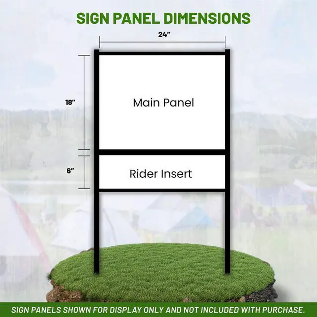 Alt view image 4 of 6 - Generic Real Estate Yard Sign Metal H-Frame, 18 x 24 Slide-in with Rider, Black (Pack of 5), (C-289)