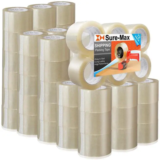 Main image of 72 Rolls Extra-Wide Shipping & Packing Tape (3" x 110 yard/330' Each) - Moving & Adhesive Carton Sealing - 2.0mil Clear