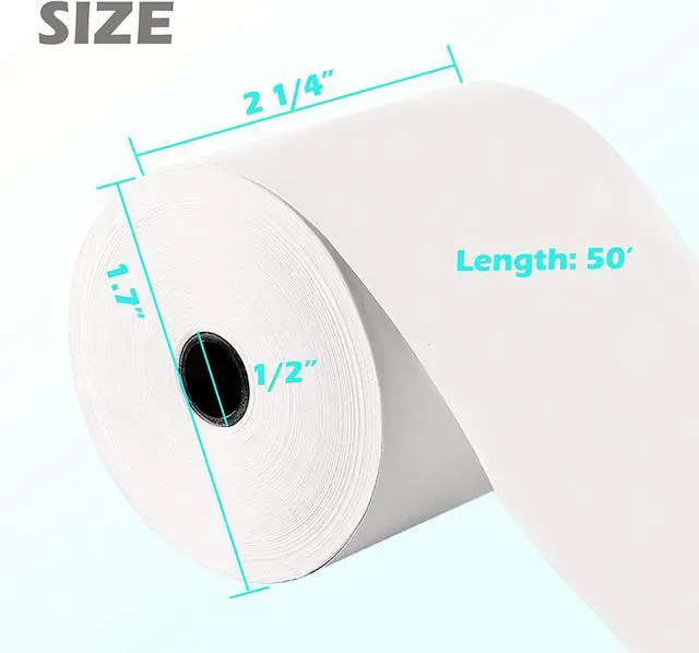 Alt view image 2 of 5 - 2 1/4 x 50 Thermal Paper Receipt Rolls 2.25 x 50 ft Receipt Paper POS Cash Register Fits Credit Card Terminals Verifone (500 Rolls)