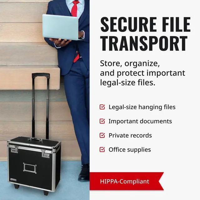 Alt view image 4 of 7 - Locking Mobile Business Case, Legal Size, 14.5 x 13.5 x 11 Inches, Black (VZ00194)