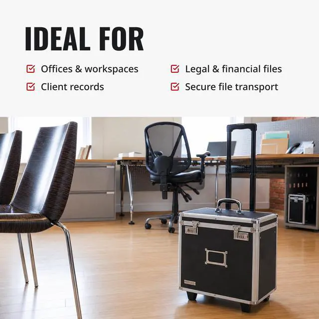 Alt view image 5 of 7 - Locking Mobile Business Case, Legal Size, 14.5 x 13.5 x 11 Inches, Black (VZ00194)
