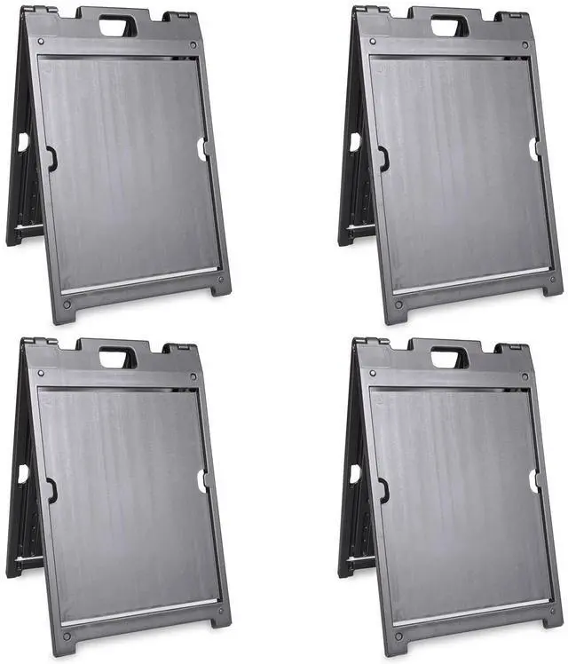 Main image of (Pack of 4) Two-Sided BabyBoss Sidewalk Sign Frame with Slide-In Feature/A-Frame Sandwich Board for 24 x 18 inch Signs, Plastic, Black, Made in USA