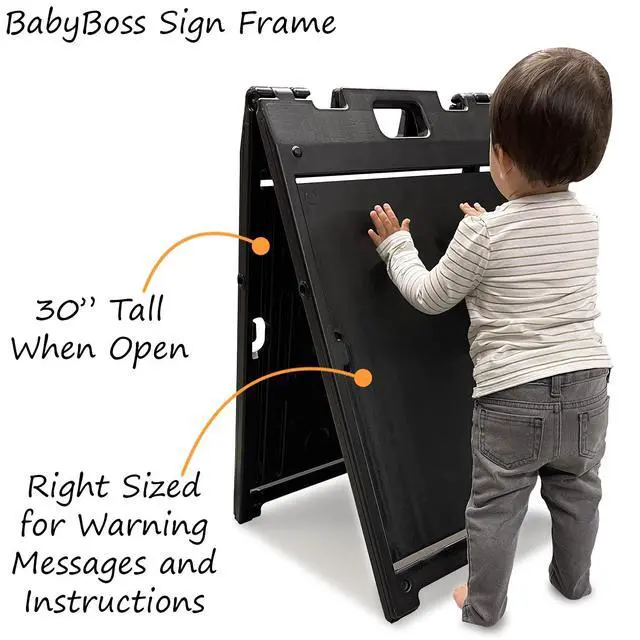 Alt view image 6 of 7 - (Pack of 4) Two-Sided BabyBoss Sidewalk Sign Frame with Slide-In Feature/A-Frame Sandwich Board for 24 x 18 inch Signs, Plastic, Black, Made in USA