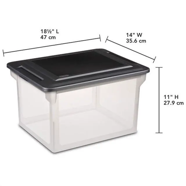 Alt view image 2 of 7 - 8-Pack File Box, Clear Storage Tote with Black Lid for Letter & Legal Hanging Folders - Stackable Plastic Document and Paper Organizer for Home, Office, and Dorm Organization