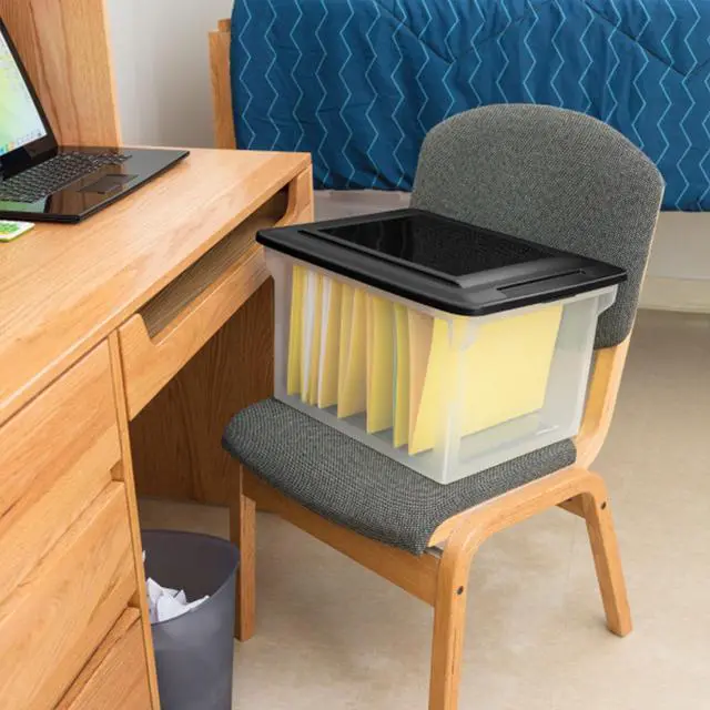 Alt view image 6 of 7 - 8-Pack File Box, Clear Storage Tote with Black Lid for Letter & Legal Hanging Folders - Stackable Plastic Document and Paper Organizer for Home, Office, and Dorm Organization