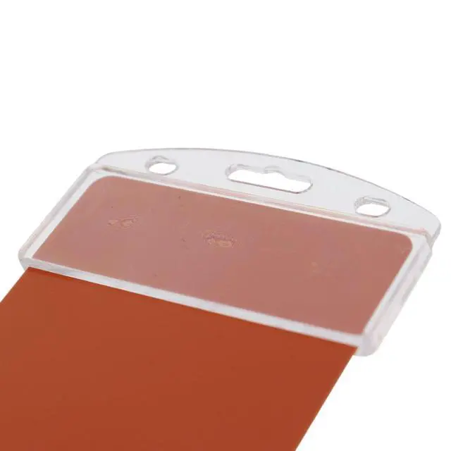 Alt view image 5 of 5 - 100 Pack - Vertical Half Card Badge Holder for Smart Cards (CHIP INSERT) PIV Common Access and Credit Cards - Crystal Clear Hard Polycarbonate Plastic - Heavy Duty Grippers Clamp Tight