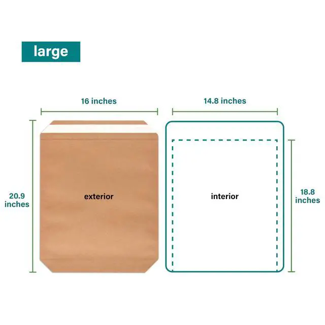 Alt view image 2 of 7 - Large Recyclable Paper Mailers - 15.5" x 18.5" - 250 Count - Brown Expandable Envelopes & Shipping Bags - Made in the USA - Double-Walled Kraft Paper (01916)