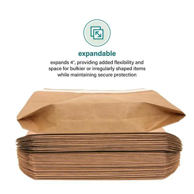 Alt view image 3 of 7 - Large Recyclable Paper Mailers - 15.5" x 18.5" - 250 Count - Brown Expandable Envelopes & Shipping Bags - Made in the USA - Double-Walled Kraft Paper (01916)