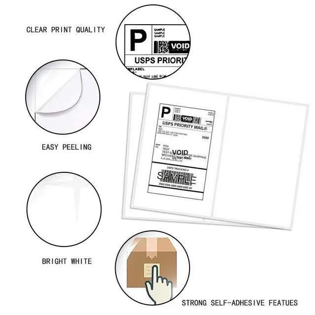 Alt view image 2 of 4 - Shipping Labels with Round Corner, 8.5 x 5.5 Inches Half Sheet Self Adhesive Shipping Address Labels for Laser and Inkjet Printer (8000 Labels)