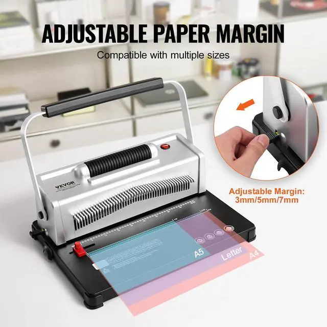 Alt view image 3 of 7 - Coil Spiral Binding Machine, Manual Book Maker with Electric Binding, 46-Holes Binding 500 Sheets Punch Binder, with 100pcs 5/16'' Coil Binding Spines, for Letter Size, A4, A5