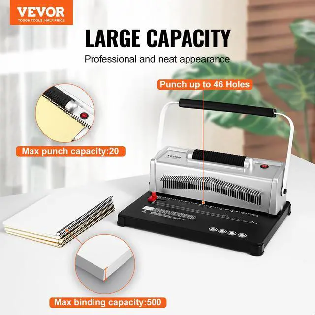 Alt view image 2 of 7 - Coil Spiral Binding Machine, Manual Book Maker with Electric Binding, 46-Holes Binding 500 Sheets Punch Binder, with 100pcs 5/16'' Coil Binding Spines, for Letter Size, A4, A5