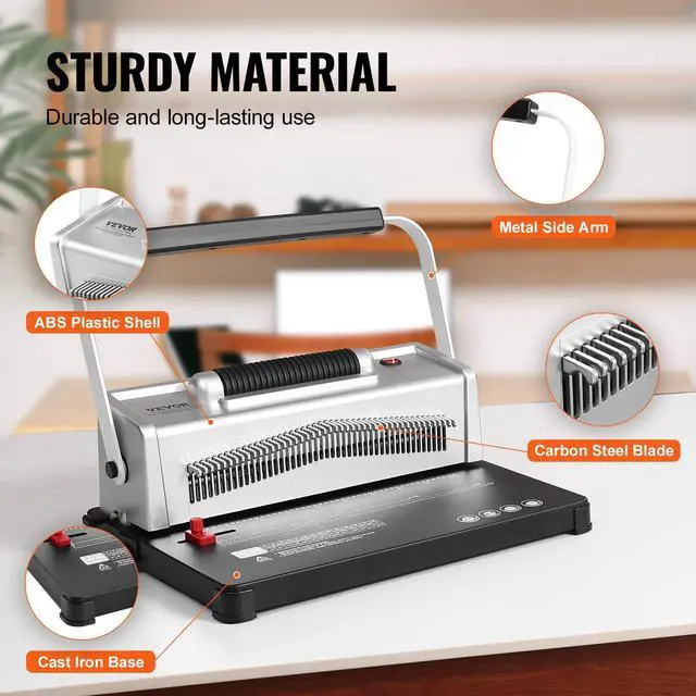 Alt view image 5 of 7 - Coil Spiral Binding Machine, Manual Book Maker with Electric Binding, 46-Holes Binding 500 Sheets Punch Binder, with 100pcs 5/16'' Coil Binding Spines, for Letter Size, A4, A5