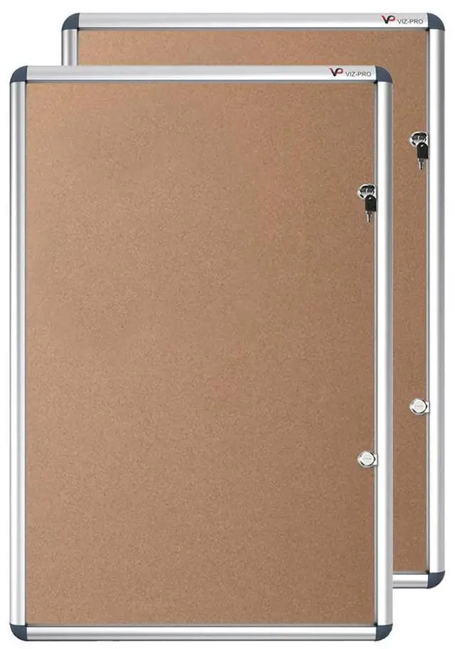Alt view image 2 of 7 - Tamperproof Lockable Cork Noticeboard Class 1 Aluminium Framed 48x36 Inches, Pack of 2