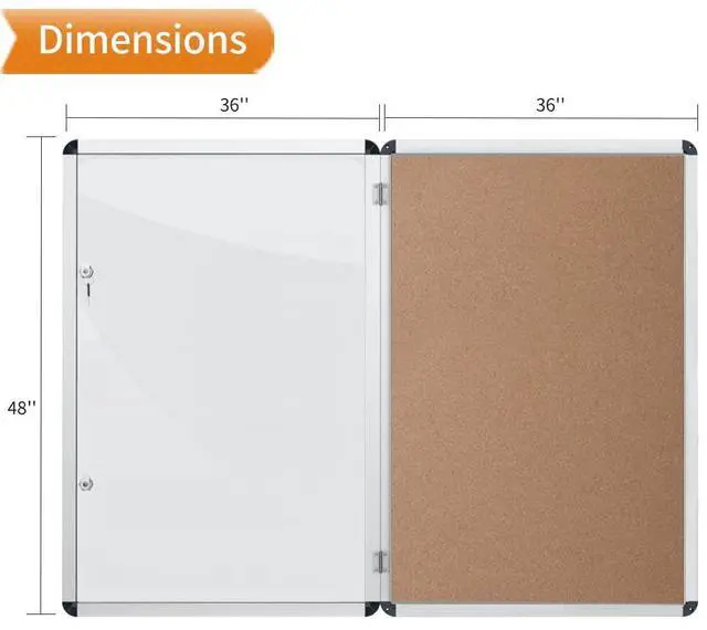 Alt view image 3 of 7 - Tamperproof Lockable Cork Noticeboard Class 1 Aluminium Framed 48x36 Inches, Pack of 2