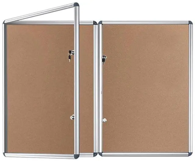 Main image of Tamperproof Lockable Cork Noticeboard Class 1 Aluminium Framed 48x36 Inches, Pack of 2