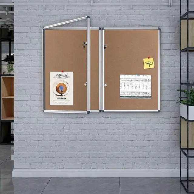 Alt view image 7 of 7 - Tamperproof Lockable Cork Noticeboard Class 1 Aluminium Framed 48x36 Inches, Pack of 2