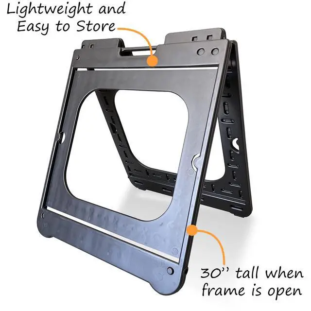 Alt view image 2 of 5 - (Pack of 4 Two-Sided JuniorBoss Sidewalk Sign Frame with Ballast Ports/A-Frame Sandwich Board for 24 x 24 inch Signs, Plastic, Black, Made in USA