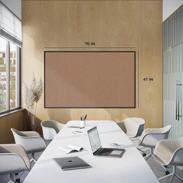 Alt view image 2 of 7 - Cork Bulletin Board, 48" x 72", Black Aluminum Frame, Industrial Grade Pinning Surface