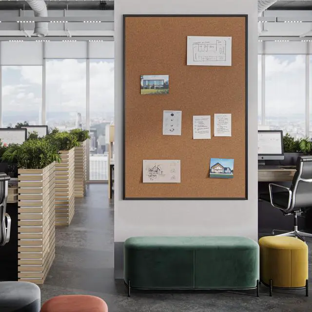 Alt view image 7 of 7 - Cork Bulletin Board, 48" x 72", Black Aluminum Frame, Industrial Grade Pinning Surface