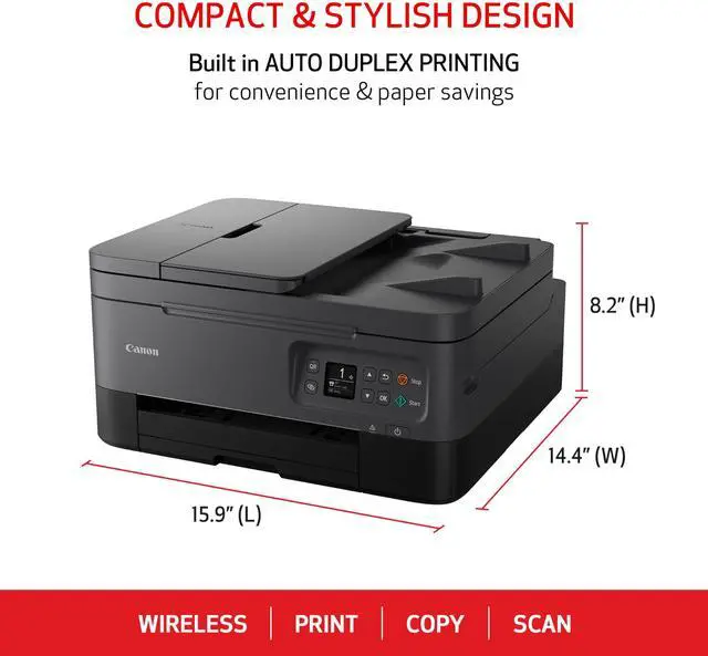Alt view image 2 of 7 - PIXMA TR7020a All-in-One Wireless Color Inkjet Printer, with Duplex Printing, Mobile Printing, and Auto Document Feeder, Black, Works with Alexa