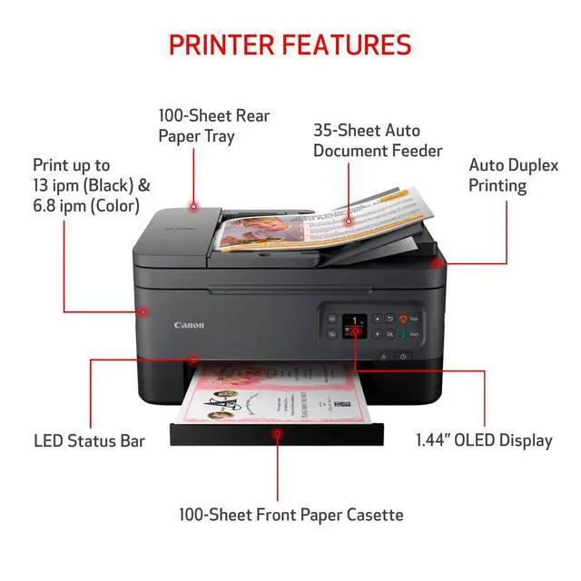 Alt view image 3 of 7 - PIXMA TR7020a All-in-One Wireless Color Inkjet Printer, with Duplex Printing, Mobile Printing, and Auto Document Feeder, Black, Works with Alexa