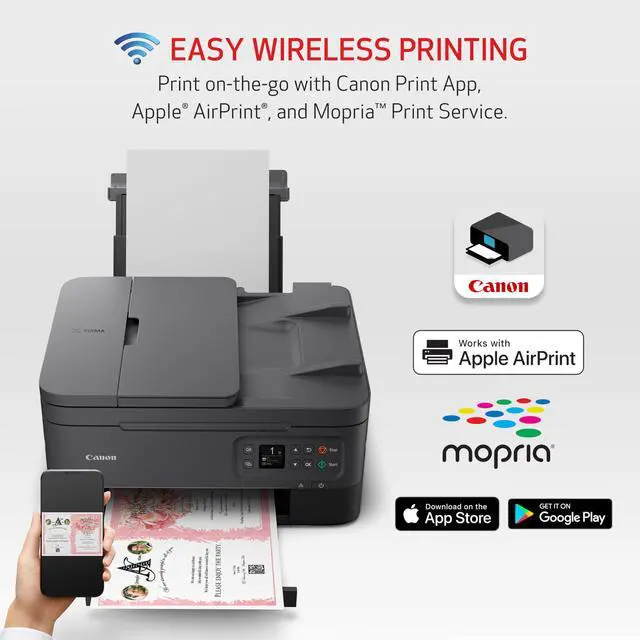 Alt view image 5 of 7 - PIXMA TR7020a All-in-One Wireless Color Inkjet Printer, with Duplex Printing, Mobile Printing, and Auto Document Feeder, Black, Works with Alexa