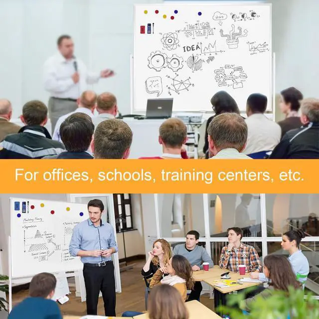 Alt view image 6 of 7 - Rolling Whiteboard with Stand 48"x36" Double-Sided Mobile Magnetic Dry Erase Board on Wheels for Home, Office & School