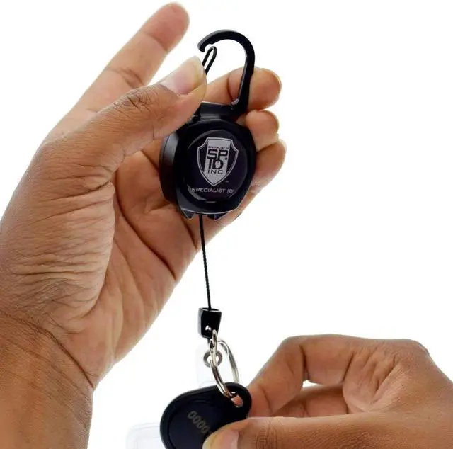 Alt view image 4 of 7 - Bulk 25 Pack - Heavy Duty Sidekick Carabiner Badge and Key Reel by Key-Bak with Three Card Polycarbonate ID Badge Holder by