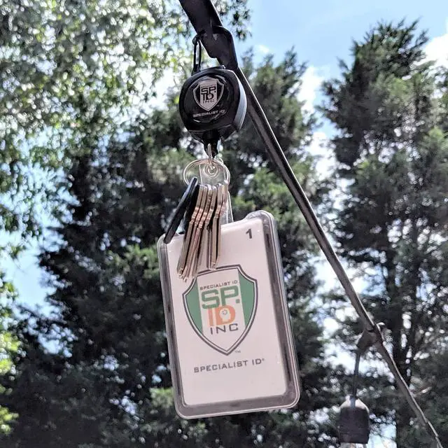 Alt view image 6 of 7 - Bulk 25 Pack - Heavy Duty Sidekick Carabiner Badge and Key Reel by Key-Bak with Three Card Polycarbonate ID Badge Holder by