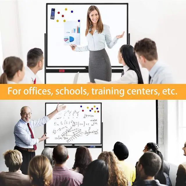 Alt view image 6 of 7 - 48"x36" Mobile Whiteboard Double-Sided Magnetic Dry Erase Board on Wheels - Comercial Rolling White Boards with Sturdy Stand for Home, Office & School