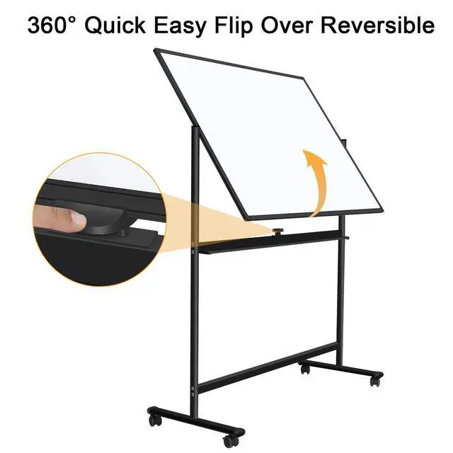 Alt view image 4 of 7 - 48"x36" Mobile Whiteboard Double-Sided Magnetic Dry Erase Board on Wheels - Comercial Rolling White Boards with Sturdy Stand for Home, Office & School